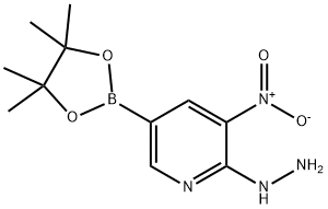 Pyridine, 2-hydrazinyl-3-nitro-5-(4,4,5,5-tetramethyl-1,3,2-dioxaborolan-2-yl)- Structure