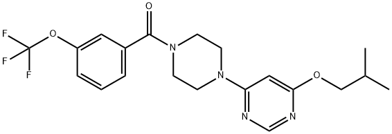 (4-(6-Isobutoxypyrimidin-4-yl)piperazin-1-yl)(3-(trifluoromethoxy)phenyl)methanone 구조식 이미지