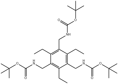 Carbamic acid, N-[[3,5-bis[[[(1,1-dimethylethoxy)carbonyl]amino]methyl]-2,4,6-triethylphenyl]methyl]-, 1,1-dimethylethyl ester Structure