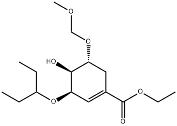 1-Cyclohexene-1-carboxylic acid, 3-(1-ethylpropoxy)-4-hydroxy-5-(methoxymethoxy)-, ethyl ester, (3R,4S,5R)- Structure