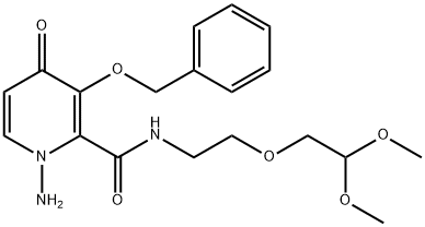 2-Pyridinecarboxamide, 1-amino-N-[2-(2,2-dimethoxyethoxy)ethyl]-1,4-dihydro-4-oxo-3-(phenylmethoxy)- Structure