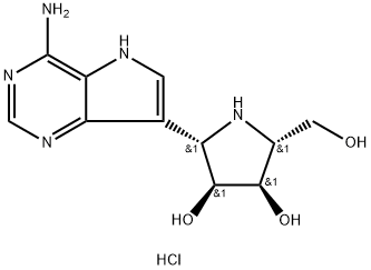 3,4-Pyrrolidinediol, 2-(4-amino-5H-pyrrolo[3,2-d]pyrimidin-7-yl)-5-(hydroxymethyl)-, hydrochloride (1:2), (2S,3S,4R,5R)- 구조식 이미지