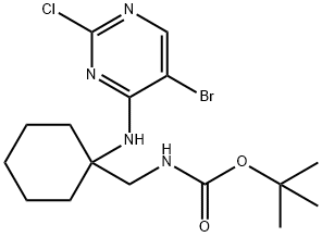 Carbamic acid, N-[[1-[(5-bromo-2-chloro-4-pyrimidinyl)amino]cyclohexyl]methyl]-, 1,1-dimethylethyl ester 구조식 이미지