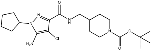 tert-butyl4-((5-amino-4-chloro-1-cyclopentyl-1H-pyrazole-3-carboxamido)methyl)piperidine-1-carboxylate Structure