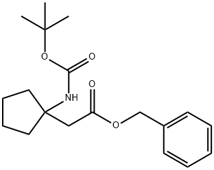 Cyclopentaneacetic acid, 1-[[(1,1-dimethylethoxy)carbonyl]amino]-, phenylmethyl ester Structure