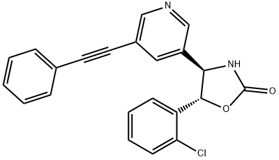 2-Oxazolidinone, 5-(2-chlorophenyl)-4-[5-(2-phenylethynyl)-3-pyridinyl]-, (4R,5R)- Structure