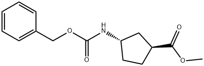 Cyclopentanecarboxylic acid, 3-[[(phenylmethoxy)carbonyl]amino]-, methyl ester, (1S,3S)- Structure