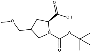 1,2-Pyrrolidinedicarboxylic acid, 4-(methoxymethyl)-, 1-(1,1-dimethylethyl) ester, (2S)- 구조식 이미지