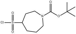 1H-Azepine-1-carboxylic acid, 4-(chlorosulfonyl)hexahydro-, 1,1-dimethylethyl ester 구조식 이미지