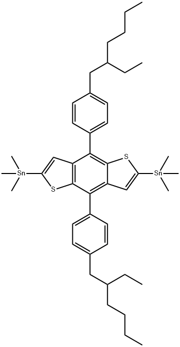 (4,8-bis(4-(2-ethylhexyl)phenyl)benzo[1,2-b:4,5-b']dithiophene-2,6-diyl)bis(trimethylstannane) Structure