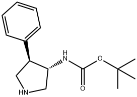 Carbamic acid, N-[(3S,4R)-4-phenyl-3-pyrrolidinyl]-, 1,1-dimethylethyl ester Structure