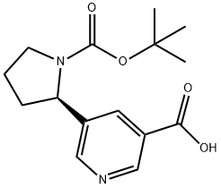 3-Pyridinecarboxylic acid, 5-[(2R)-1-[(1,1-dimethylethoxy)carbonyl]-2-pyrrolidinyl]- Structure