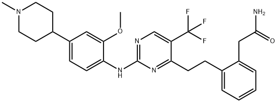 Benzeneacetamide, 2-[2-[2-[[2-methoxy-4-(1-methyl-4-piperidinyl)phenyl]amino]-5-(trifluoromethyl)-4-pyrimidinyl]ethyl]- Structure