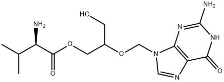D-Valine, 2-[(2-amino-1,6-dihydro-6-oxo-9H-purin-9-yl)methoxy]-3-hydroxypropyl ester 구조식 이미지