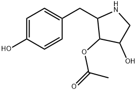 3,4-Pyrrolidinediol, 2-[(4-hydroxyphenyl)methyl]-, 3-acetate 구조식 이미지