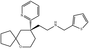 6-Oxaspiro[4.5]decane-9-ethanamine, 9-(2-pyridinyl)-N-(2-thienylmethyl)-, (9R)- Structure