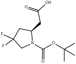 (R)-2-(1-(tert-butoxycarbonyl)-4,4-difluoropyrrolidin-2-yl)acetic acid Structure