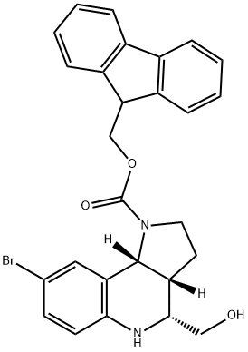 1H-Pyrrolo[3,2-c]quinoline-1-carboxylic acid, 8-bromo-2,3,3a,4,5,9b-hexahydro-4-(hydroxymethyl)-, 9H-fluoren-9-ylmethyl ester, (3aR,4R,9bR)- Structure