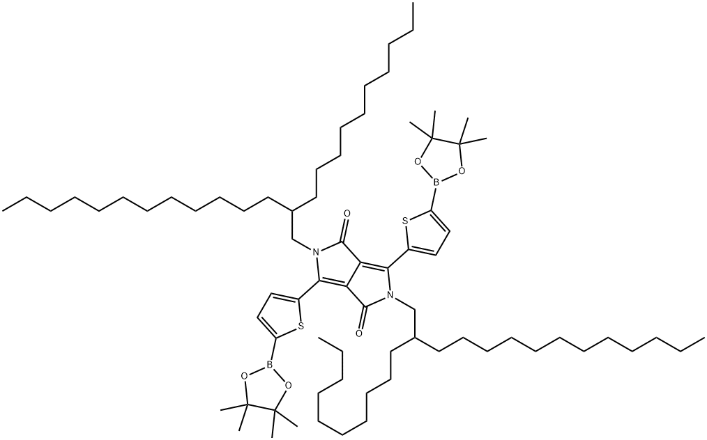 IN1733, 2,5-Bis(2-decyltetradecyl)-3,6-bis(5-(4,4,5,5-tetramethyl-1,3,2-dioxaborolan-2-yl)thiophen-2-yl)pyrrolo[3,4-c]pyrrole-1,4(2H,5H)-dione 구조식 이미지