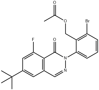 2-Bromo-6-(6-tert-butyl-8-fluoro-1-oxo-1,2-dihydrophthalazin-2-yl)phenyl]methyl acetate Structure