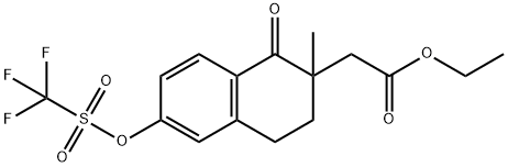 Ethyl 2-(2-methyl-1-oxo-6-(((trifluoromethyl)sulfonyl)oxy)-1,2,3,4-tetrahydronaphthalen-2-yl)acetate Structure