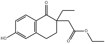 Ethyl 2-(2-ethyl-6-hydroxy-1-oxo-1,2,3,4-tetrahydronaphthalen-2-yl)acetate 구조식 이미지