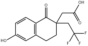 2-(6-Hydroxy-1-oxo-2-(2,2,2-trifluoroethyl)-1,2,3,4-tetrahydronaphthalen-2-yl)acetic acid Structure