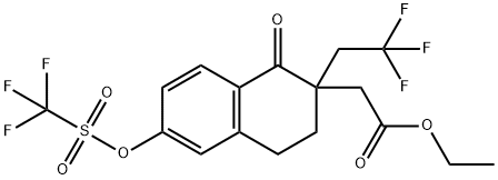 Ethyl 2-(1-oxo-2-(2,2,2-trifluoroethyl)-6-(((trifluoromethyl)sulfonyl)oxy)-1,2,3,4-tetrahydronaphthalen-2-yl)acetate Structure