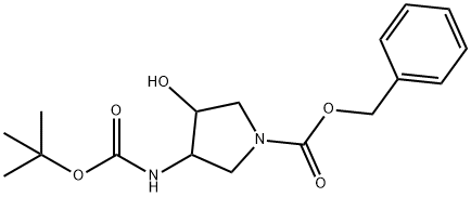 3-tert-Butoxycarbonylamino-4-hydroxy-pyrrolidine-1-carboxylic acid benzyl ester Structure