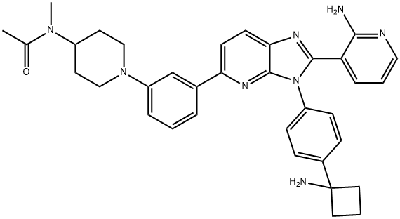 Acetamide, N-[1-[3-[3-[4-(1-aminocyclobutyl)phenyl]-2-(2-amino-3-pyridinyl)-3H-imidazo[4,5-b]pyridin-5-yl]phenyl]-4-piperidinyl]-N-methyl- Structure