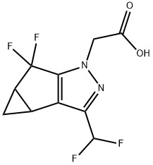 1H-Cyclopropa[3,4]cyclopenta[1,2-c]pyrazole-1-acetic acid, 3-(difluoromethyl)-5,5-difluoro-3b,4,4a,5-tetrahydro- 구조식 이미지