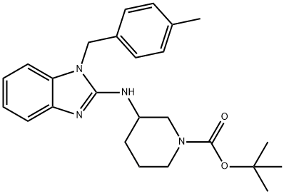 1-Piperidinecarboxylic acid, 3-[[1-[(4-methylphenyl)methyl]-1H-benzimidazol-2-yl]amino]-, 1,1-dimethylethyl ester Structure