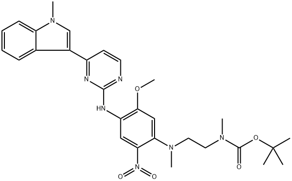 tert-butyl N-[2-[[5-methoxy-4-[[4-(1-methylindol-3-yl)pyrimidin-2-yl]amino]-2-nitrophenyl](methyl)amino]ethyl]-N-methylcarbamate 구조식 이미지