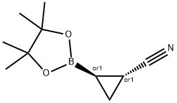 Cyclopropanecarbonitrile, 2-(4,4,5,5-tetramethyl-1,3,2-dioxaborolan-2-yl)-, (1R,2R)-rel- Structure