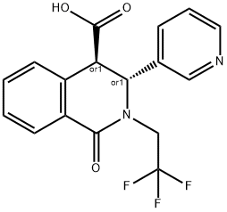 4-Isoquinolinecarboxylic acid, 1,2,3,4-tetrahydro-1-oxo-3-(3-pyridinyl)-2-(2,2,2-trifluoroethyl)-, (3R,4R)-rel- 구조식 이미지