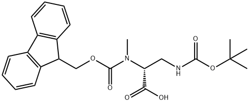 D-Alanine, 3-[[(1,1-dimethylethoxy)carbonyl]amino]-N-[(9H-fluoren-9-ylmethoxy)carbonyl]-N-methyl- Structure