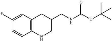 Carbamic acid, N-[(6-fluoro-1,2,3,4-tetrahydro-3-quinolinyl)methyl]-, 1,1-dimethylethyl ester Structure