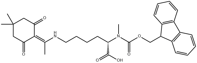 L-Lysine, N6-[1-(4,4-dimethyl-2,6-dioxocyclohexylidene)ethyl]-N2-[(9H-fluoren-9-ylmethoxy)carbonyl]-N2-methyl- Structure