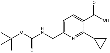 6-({[(tert-butoxy)carbonyl]amino}methyl)-2-cyclopropylpyridine-3-carboxylic acid Structure