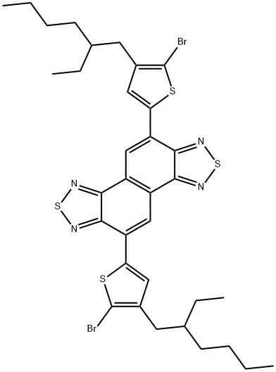 Naphtho[1,2-c:5,6-c']bis[1,2,5]thiadiazole, 5,10-bis[5-bromo-4-(2-ethylhexyl)-2-thienyl]- Structure