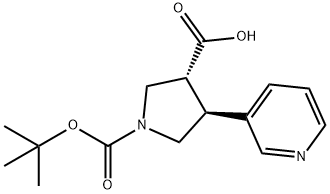 1,3-Pyrrolidinedicarboxylic acid, 4-(3-pyridinyl)-, 1-(1,1-dimethylethyl) ester, (3R,4S)- Structure