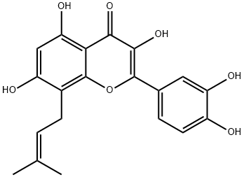 4H-1-Benzopyran-4-one, 2-(3,4-dihydroxyphenyl)-3,5,7-trihydroxy-8-(3-methyl-2-buten-1-yl)- Structure