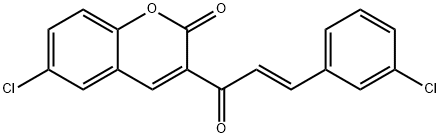 6-Chloro-3-[(2E)-3-(3-chlorophenyl)-1-oxo-2-propen-1-yl]-2H-1-benzopyran-2-one 구조식 이미지