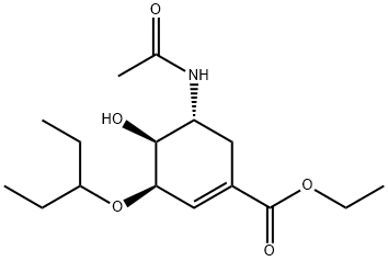 1-Cyclohexene-1-carboxylic acid, 5-(acetylamino)-3-(1-ethylpropoxy)-4-hydroxy-, ethyl ester, (3R,4S,5R)- Structure