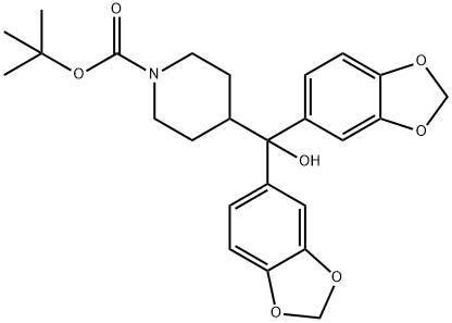 1-Piperidinecarboxylic acid, 4-[bis(1,3-benzodioxol-5-yl)hydroxymethyl]-, 1,1-dimethylethyl ester Structure