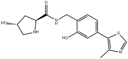 2-Pyrrolidinecarboxamide, 4-hydroxy-N-[[2-hydroxy-4-(4-methyl-5-thiazolyl)phenyl]methyl]-, (2S,4R)- 구조식 이미지