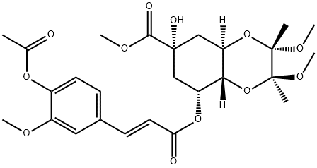 (2S,3S,4aR,6R,8R,8aS)-8-[[(2E)-3-[4-(Acetyloxy)-3-methoxyphenyl]-1-oxo-2-propen-1-yl]oxy]octahydro-6-hydroxy-2,3-dimethoxy-2,3-dimethyl-1,4-benzodioxin-6-carboxylic Acid Methyl Ester Structure