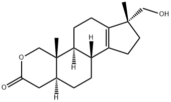 17α-Hydroxymethyl-17β-methyl-18-nor-2-oxa-5α-androst-13-en-3-one 구조식 이미지