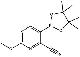 2-Pyridinecarbonitrile, 6-methoxy-3-(4,4,5,5-tetramethyl-1,3,2-dioxaborolan-2-yl)- Structure