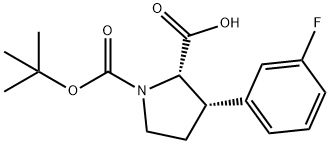 1,2-Pyrrolidinedicarboxylic acid, 3-(3-fluorophenyl)-, 1-(1,1-dimethylethyl) ester, (2S,3S)- 구조식 이미지